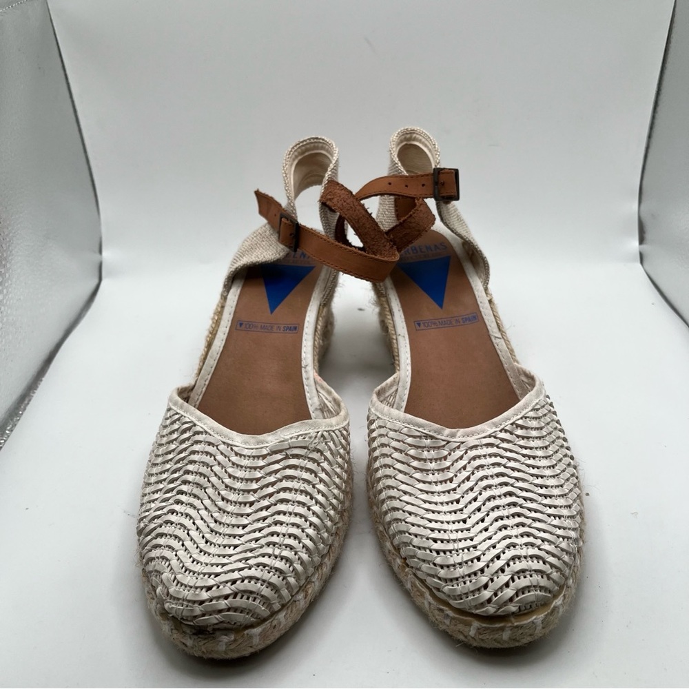 Verbenas MALENA WOVEN white wedge size 40 US 9-9.5 EUC vacation sandals - Picture 4 of 10
